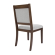 Tom Side Dining Chair Set of 2- Brown Solid Wood- Gray Woven Fabric