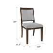 Tom Side Dining Chair Set of 2- Brown Solid Wood- Gray Woven Fabric