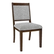 Tom Side Dining Chair Set of 2- Brown Solid Wood- Gray Woven Fabric