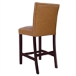 Popa Counter Stool Chair Set of 2- Brown Faux Leather- Tufted Back
