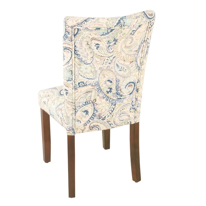 Jax Parsons Dining Chair Set of 2- Cream Blue Velvet Paisley Print