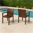 Alison Outdoor Dining Arm Chair Set of 2- Slatted Brown Acacia Wood