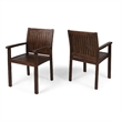 Alison Outdoor Dining Arm Chair Set of 2- Slatted Brown Acacia Wood