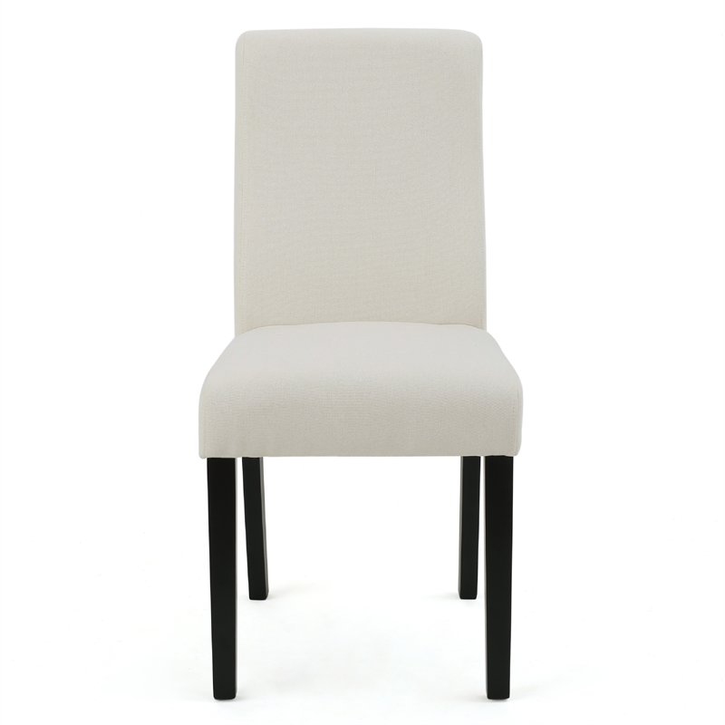 Celine Dining Side Chair Set of 2- Ivory Fabric and Black Wood Frame