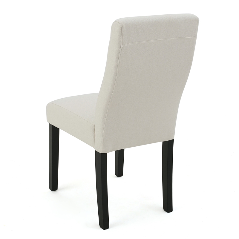 Celine Dining Side Chair Set of 2- Ivory Fabric and Black Wood Frame