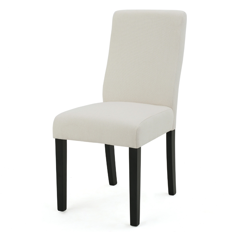 Celine Dining Side Chair Set of 2- Ivory Fabric and Black Wood Frame