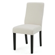 Celine Dining Side Chair Set of 2- Ivory Fabric and Black Wood Frame