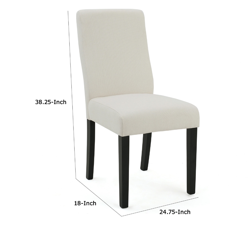 Celine Dining Side Chair Set of 2- Ivory Fabric and Black Wood Frame