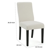 Celine Dining Side Chair Set of 2- Ivory Fabric and Black Wood Frame