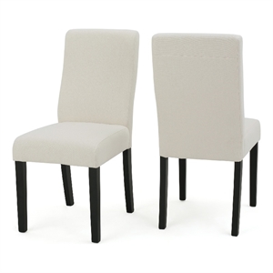 Celine Dining Side Chair Set of 2- Ivory Fabric and Black Wood Frame