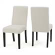 Celine Dining Side Chair Set of 2- Ivory Fabric and Black Wood Frame