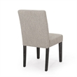 Dining Chair Set of 2- Light Gray Fabric- Soft Cushions and Black Wood