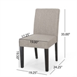 Dining Chair Set of 2- Light Gray Fabric- Soft Cushions and Black Wood