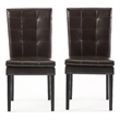 Brenda Dining Chair Set of 2- Chocolate Brown Tufted Faux Leather