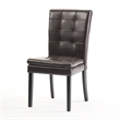 Brenda Dining Chair Set of 2- Chocolate Brown Tufted Faux Leather