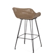 Outdoor Barstool Chair Set of 2- Beige Fabric- Brown Rattan- Black