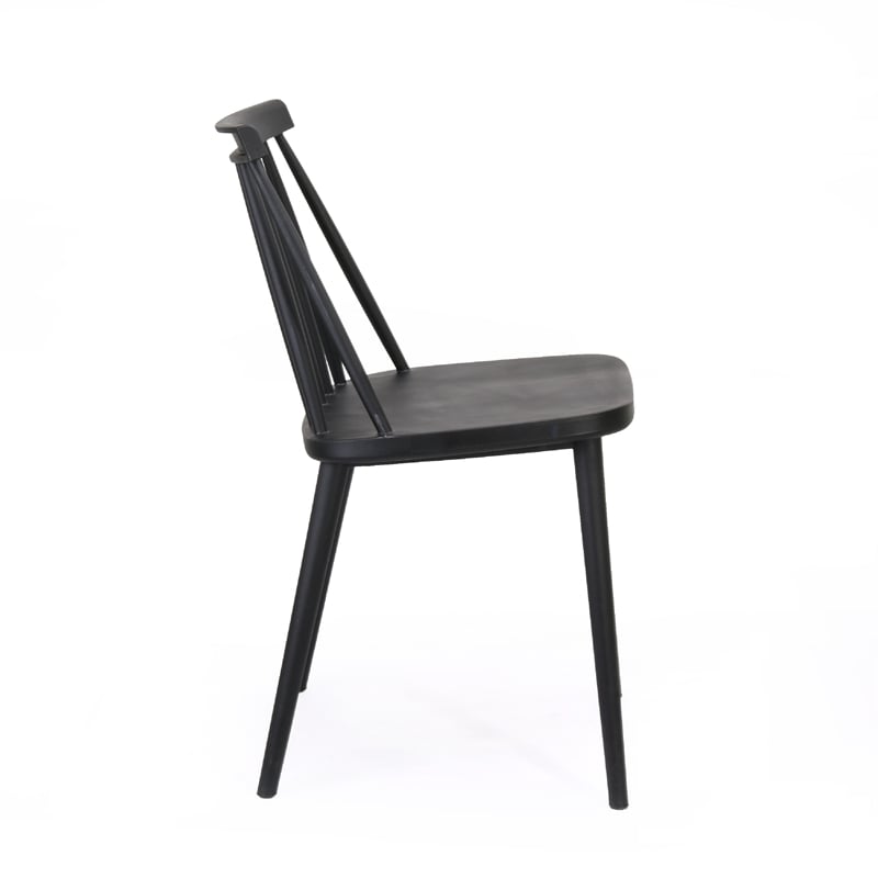 Dining Side Chair Set of 2- Black Polypropylene- Spindle Backrest