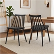 Dining Side Chair Set of 2- Black Polypropylene- Spindle Backrest