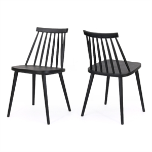 Dining Side Chair Set of 2- Black Polypropylene- Spindle Backrest