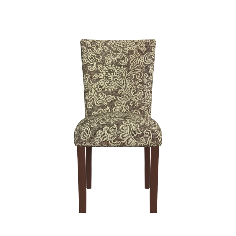 Jax Parsons Dining Chair Set of 2- Brown Jacobean Print Polyester