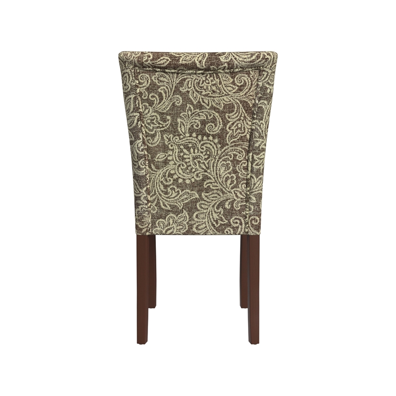 Jax Parsons Dining Chair Set of 2- Brown Jacobean Print Polyester