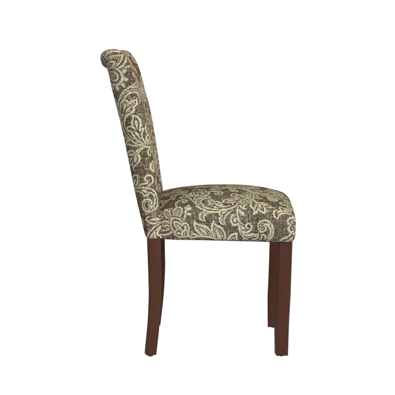 Jax Parsons Dining Chair Set of 2- Brown Jacobean Print Polyester