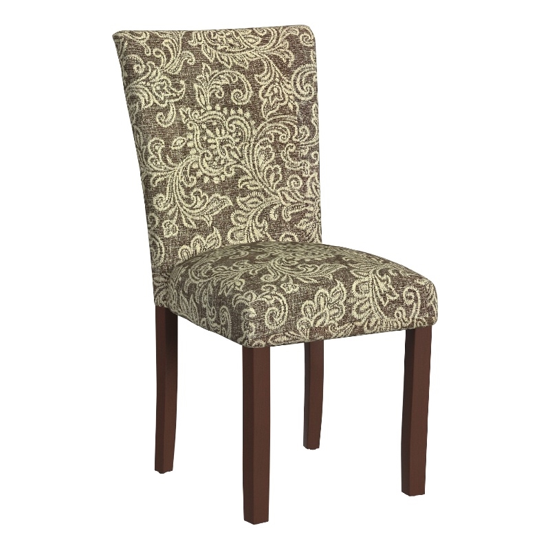 Jax Parsons Dining Chair Set of 2- Brown Jacobean Print Polyester