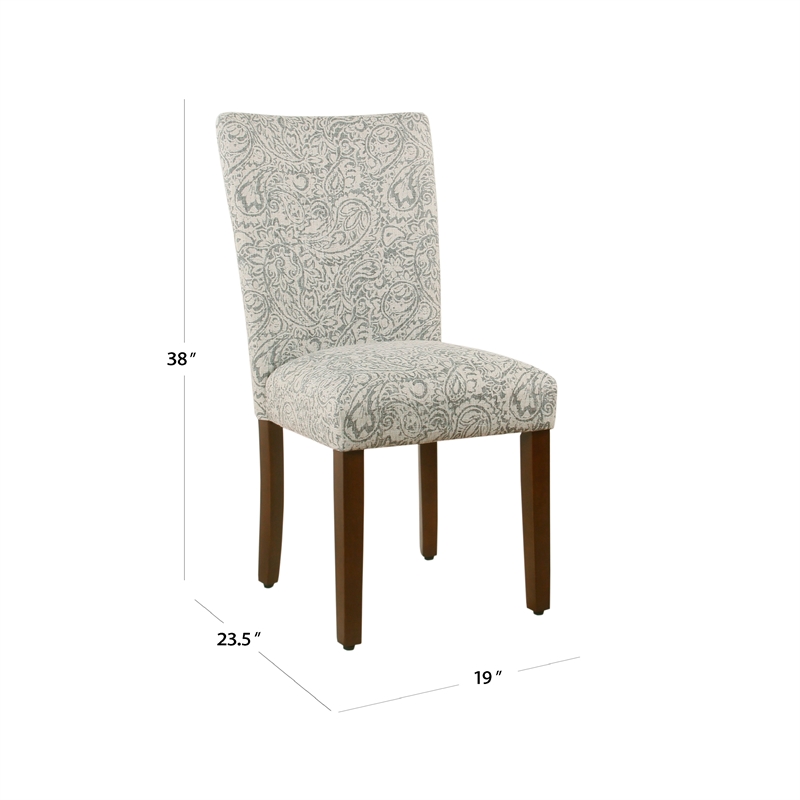 Jax Parsons Dining Chair Set of 2- Dark Walnut- Gray Beige Floral