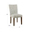 Jax Parsons Dining Chair Set of 2- Dark Walnut- Gray Beige Floral