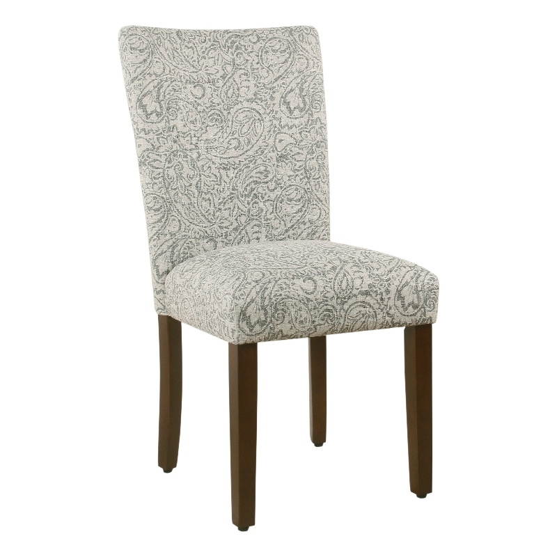 Jax Parsons Dining Chair Set of 2- Dark Walnut- Gray Beige Floral