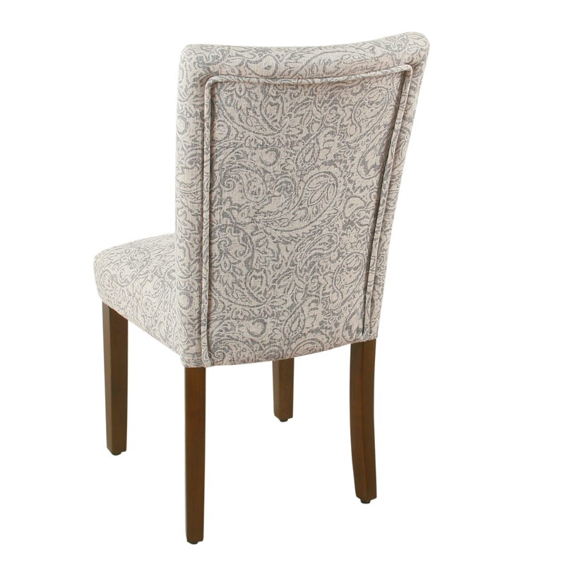 Jax Parsons Dining Chair Set of 2- Dark Walnut- Gray Beige Floral