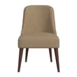 Guy Dining Chair with Dark Amber Tapered Legs- Brown Boucle Fabric