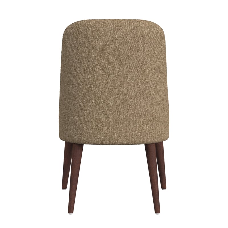 Guy Dining Chair with Dark Amber Tapered Legs- Brown Boucle Fabric