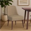 Guy Dining Chair with Dark Amber Tapered Legs- Brown Boucle Fabric