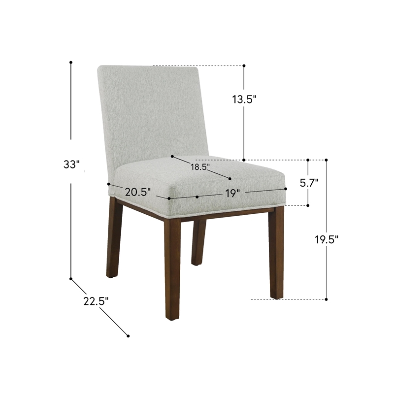 Jan Dining Chair with Espresso Wood Legs- Classic Gray Woven Fabric