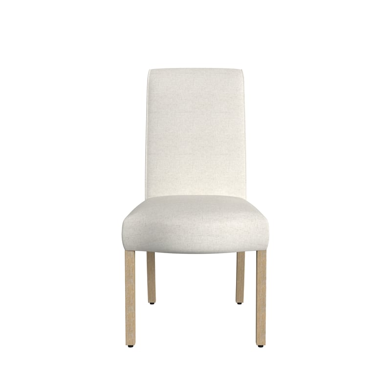 Jay Dining Chair Set of 2- Scalloped Details- Cream White Woven Fabric