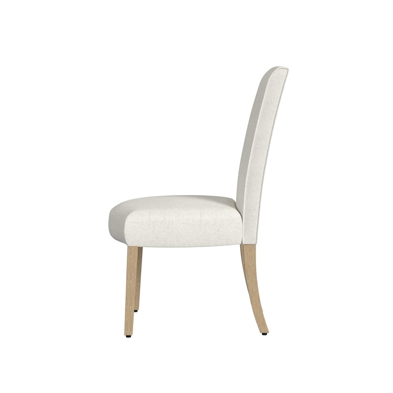 Jay Dining Chair Set of 2- Scalloped Details- Cream White Woven Fabric