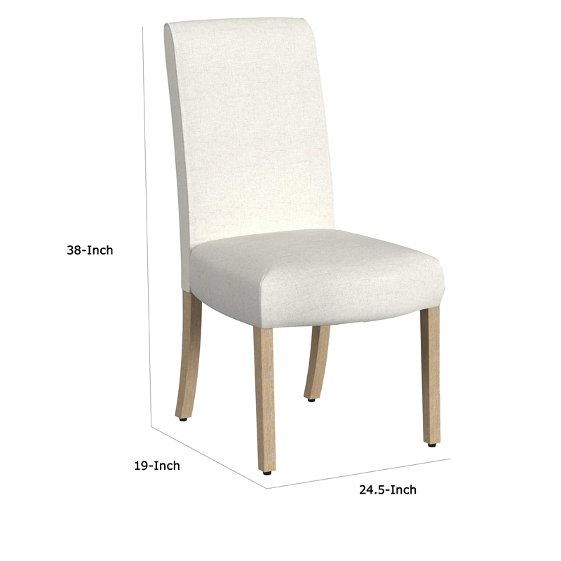 Jay Dining Chair Set of 2- Scalloped Details- Cream White Woven Fabric