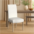 Jay Dining Chair Set of 2- Scalloped Details- Cream White Woven Fabric