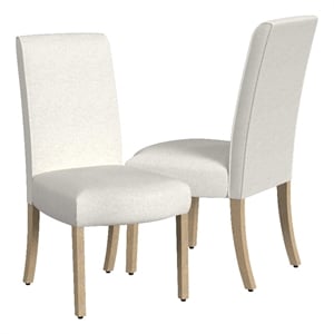 Jay Dining Chair Set of 2- Scalloped Details- Cream White Woven Fabric