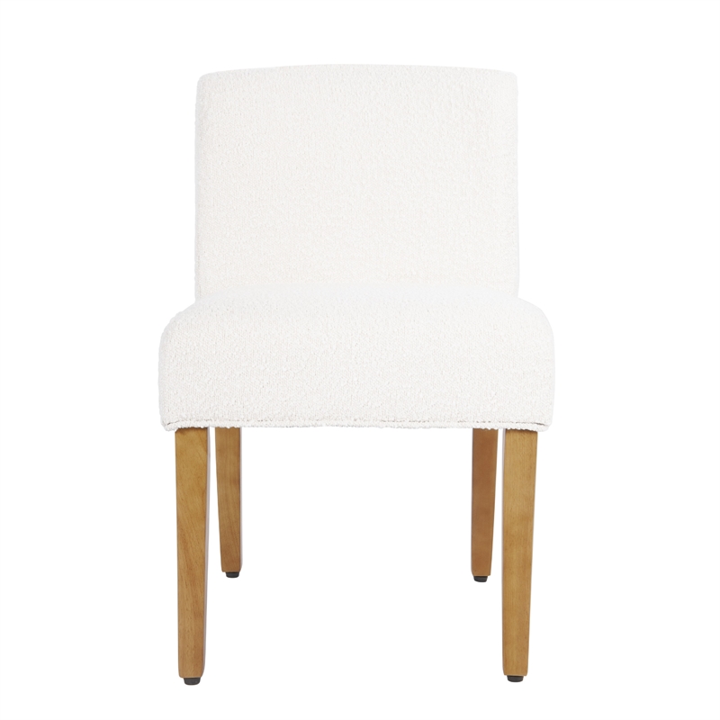 Kip Dining Chair with Honey Oak Wood Legs- Cream White Boucle Fabric