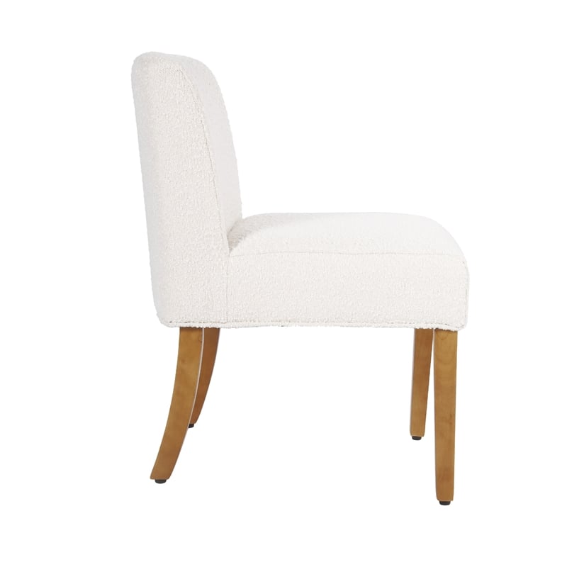 Kip Dining Chair with Honey Oak Wood Legs- Cream White Boucle Fabric