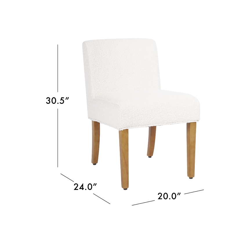 Kip Dining Chair with Honey Oak Wood Legs- Cream White Boucle Fabric