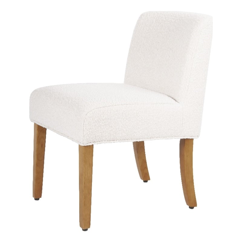 Kip Dining Chair with Honey Oak Wood Legs- Cream White Boucle Fabric