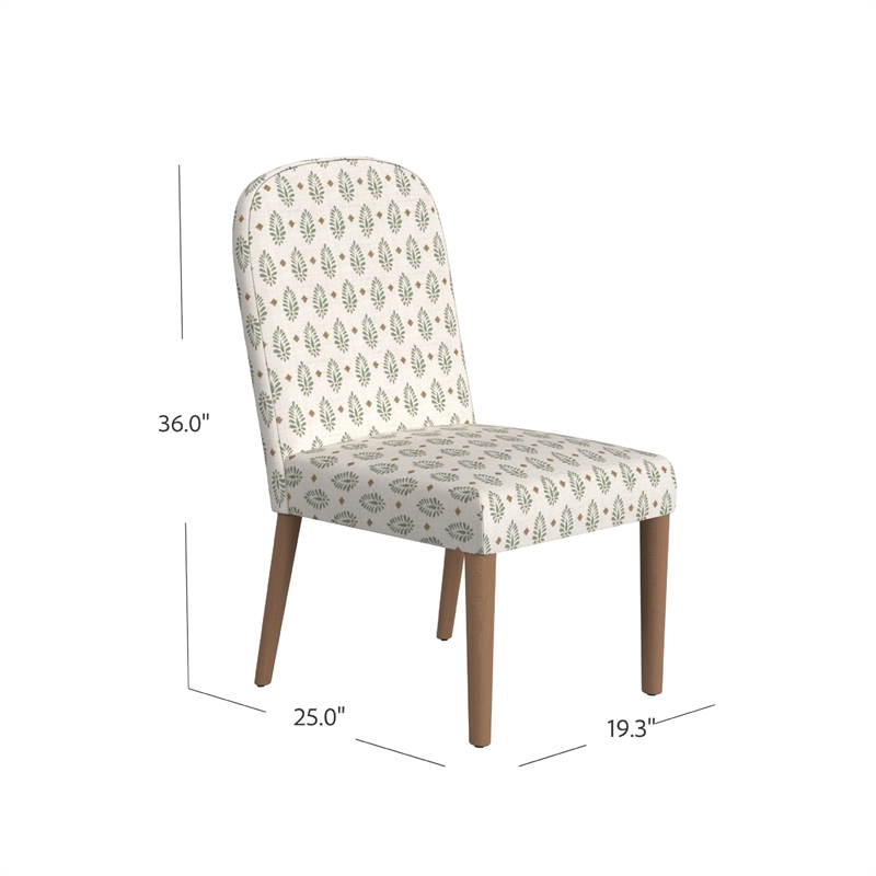 Mio Dining Chair with Rounded Back- Sage Paisley Medallion Fabric