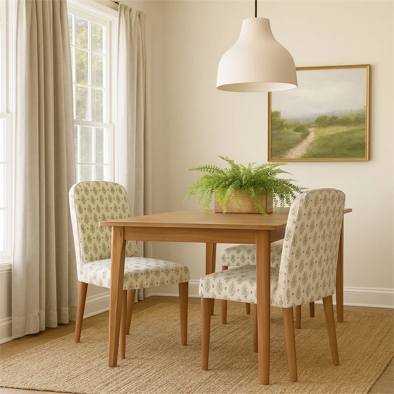 Mio Dining Chair with Rounded Back- Sage Paisley Medallion Fabric