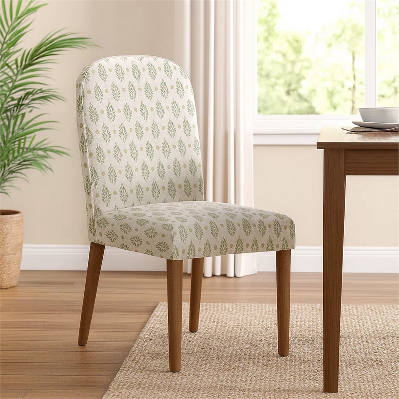 Mio Dining Chair with Rounded Back- Sage Paisley Medallion Fabric