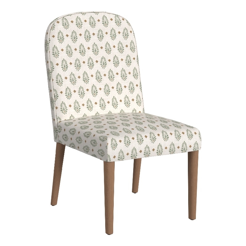 Mio Dining Chair with Rounded Back- Sage Paisley Medallion Fabric