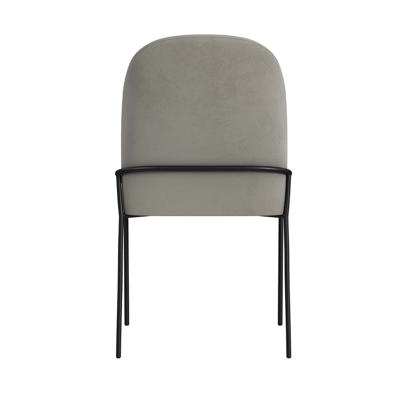Nik Dining Chair with Curved Backrest- Matte Black Metal- Gray Velvet