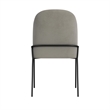 Nik Dining Chair with Curved Backrest- Matte Black Metal- Gray Velvet